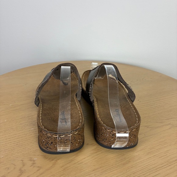 Clarks Metallic Thong Wedge Sandal Women's 9.5 Summer Casual Comfort Walking - Picture 6 of 8